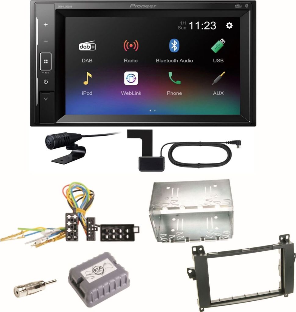 Pioneer DMH-A240DAB DAB+ Bluetooth Einbauset für Mercedes Vito Viano W639