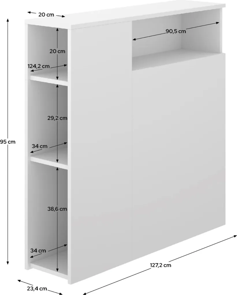 Tête de Lit avec Étagères Lander Blanche - Idéal Petites Chambres 127cm - 3