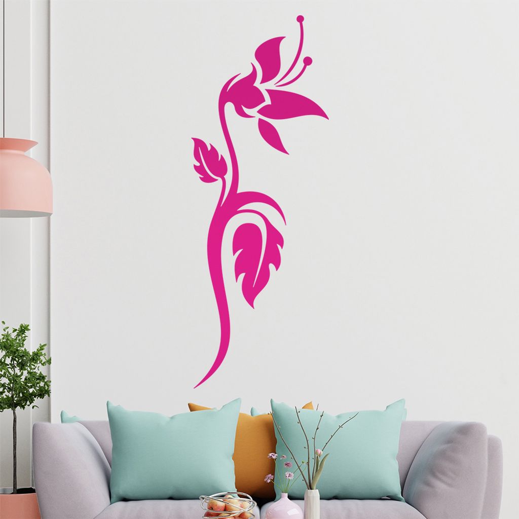 Blume - Linien Wandtattoo in 6 Größen - Wandaufkleber Wall Sticker - Dekoration, Küche, Wohnzimmer, Schlafzimmer, Badezimmer