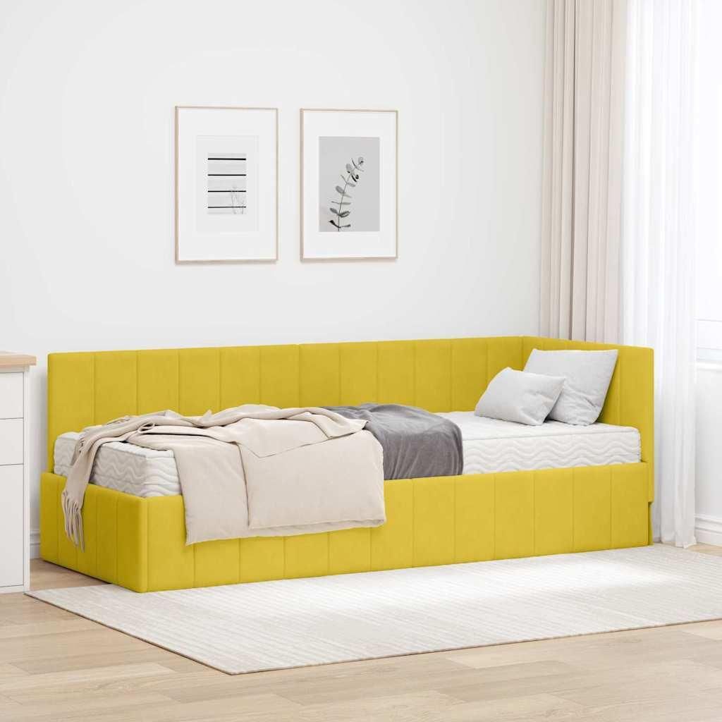 "Schlussverkauf" EckBettgestell - für 1 Person - mit Matratze - mit Matratze - 2 pcs - Gelb Samt C891