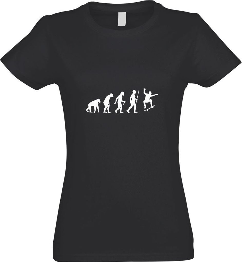 Kiwistar - T-Shirt tailliert - Damen - Graphit - Skateboard Skaten Evolution - mit Motiv Bedruckt - Funshirt Design - Sport - Freizeit - Damen - XXL