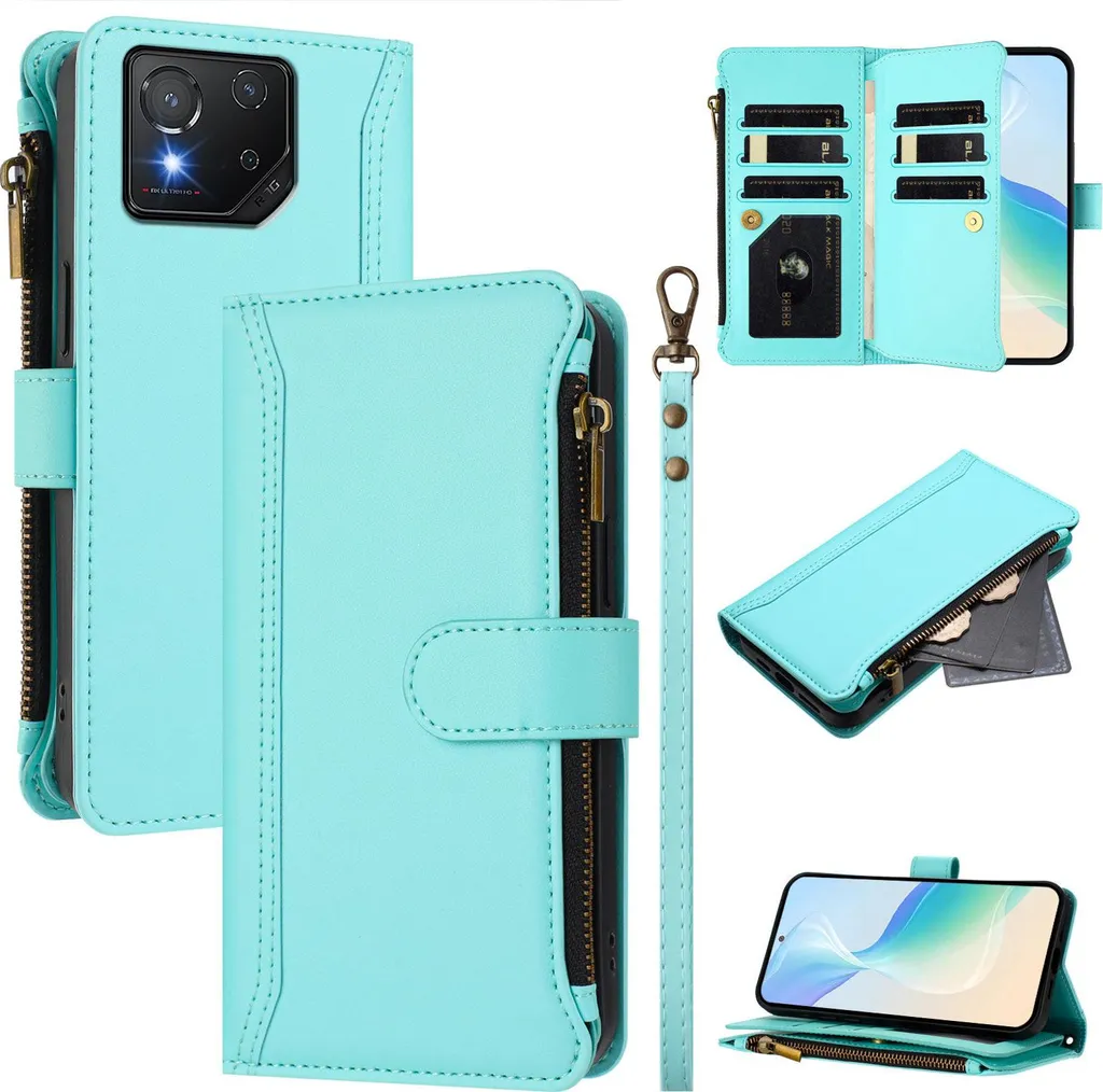 Custodia Flip Asus ROG Phone 8 Verde Menta: Eleganza in Pelle PU