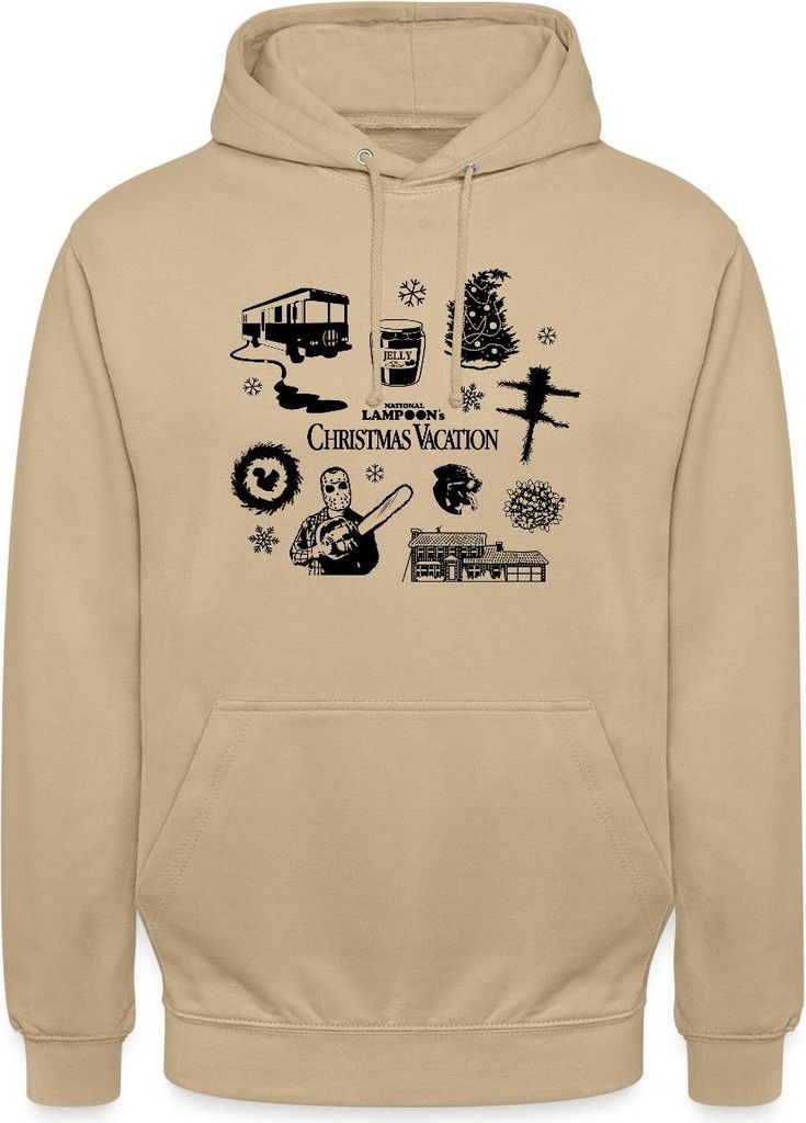 Spreadshirt Schöne Bescherung Symbole Des Films In Schwarz Uni Hoodie, S, Beige