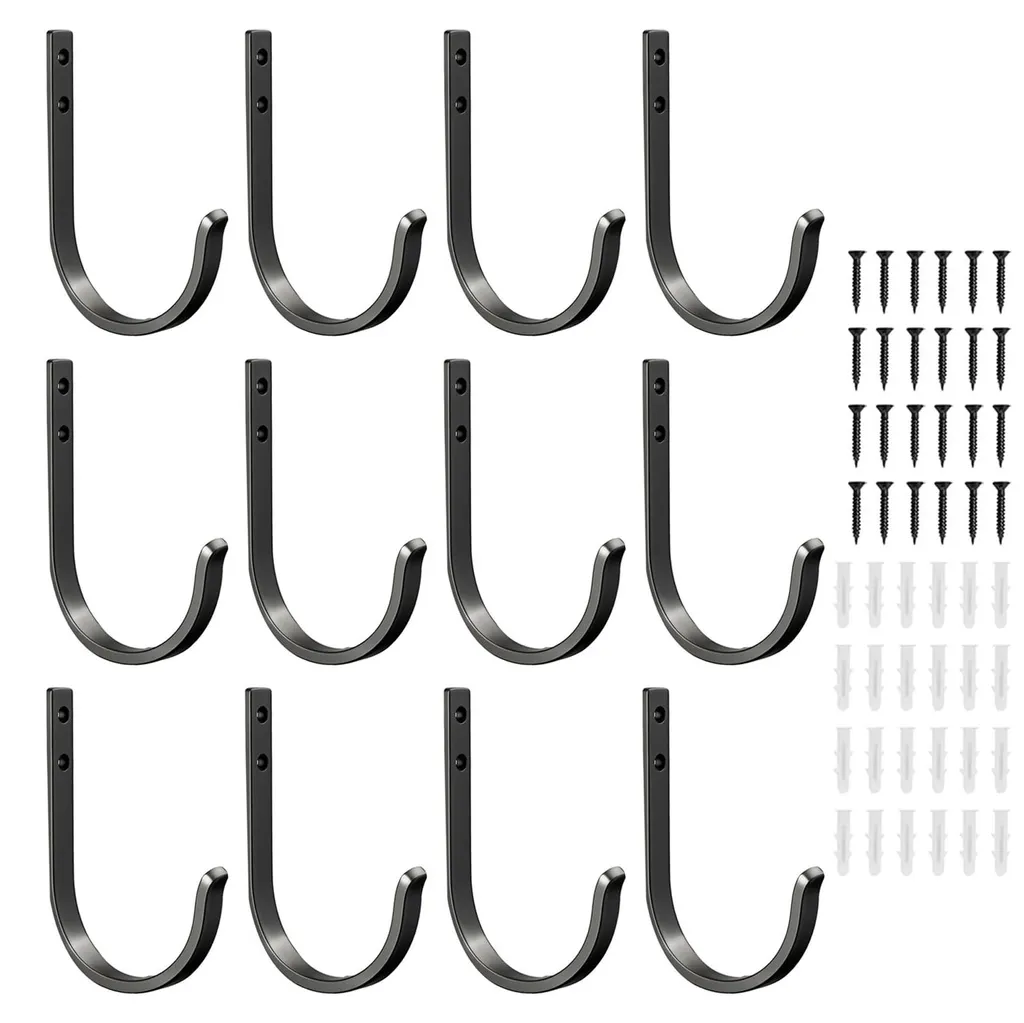 Crochets de Fixation Noirs Robustes pour Salle de Bain et Cuisine x12