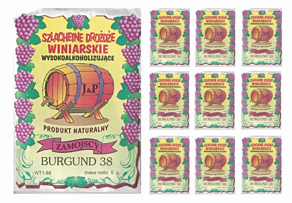 HUGBERT Weinhefe, BURGUND 38, für Rotweine, 100% natürlisches Produkt, Gärhefe Hefe, 10 Stück