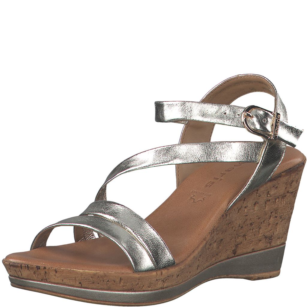 Sandales Tamaris Femme 1-28218-44 - Talon Bloc 4,5 Cm, Cuir, Bout Rond, Boucle - Confortables Et élégantes Pour L'été