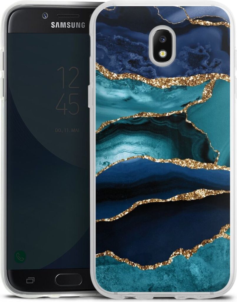 DeinDesign Handyhülle für Samsung Galaxy J5 (2017) Silikon Hülle Case Smartphone Schutzhülle Glitzer Look Marmor Trends