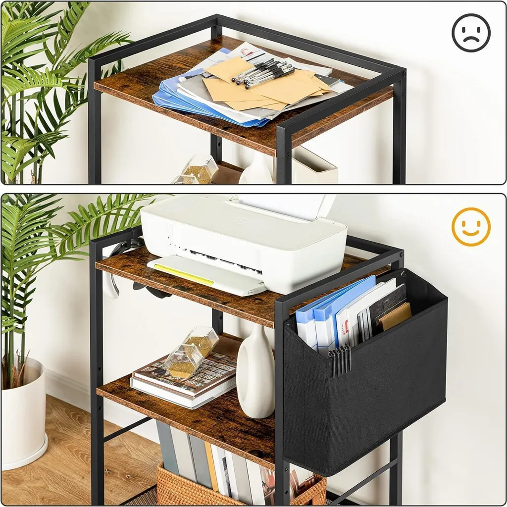 Meuble Support Imprimante Mobile avec Panier à Documents et Rangement 3D - 4