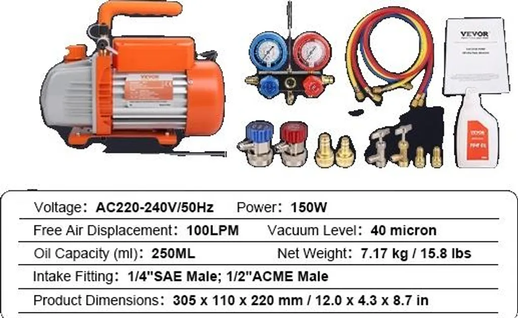 Pompe à vide anti-humidité 40 microns A2L 3.5CFM pour circuit froid