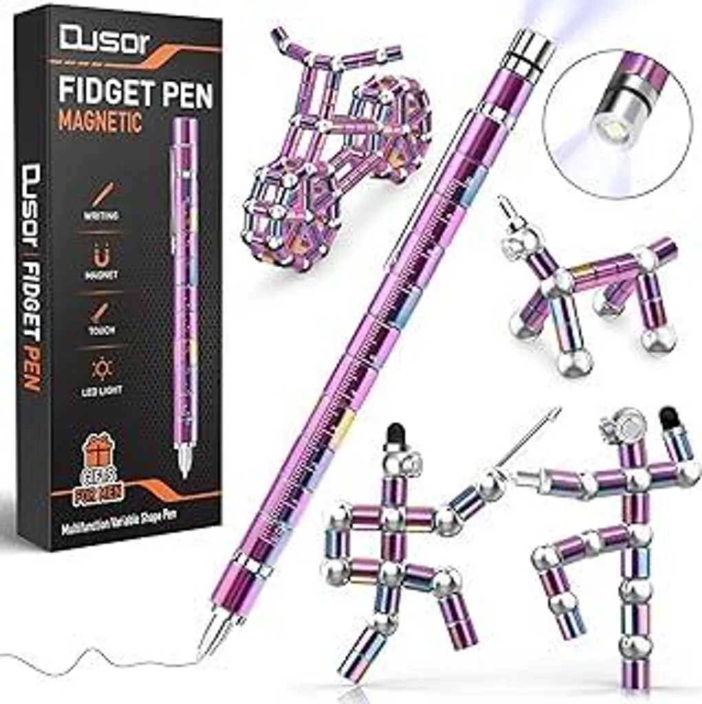Giocattolo magnetico per dita Fidget Pen penna a sfera magnetica divertente multifunzione penna magnetica antistress penna a sfera regalo per uomini donne bambini (blu scuro