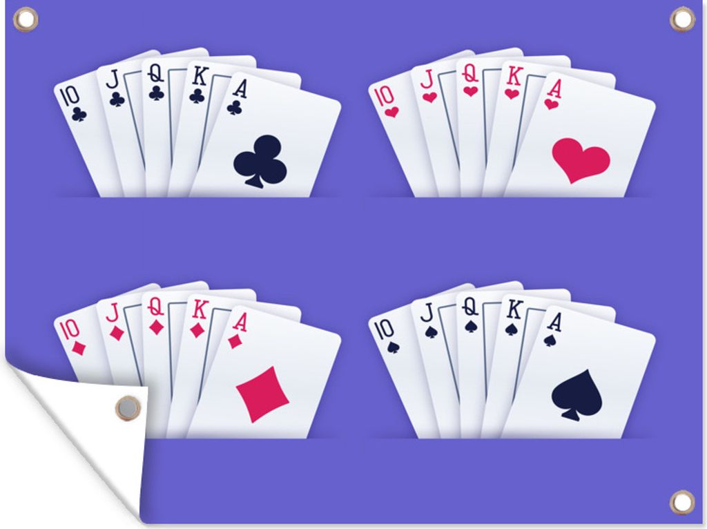 MuchoWow 40x30 cm Outdoor-Poster Gartendeko Sichtschutz Garten Poster für den Garten Eine Reihe von Royal Flush beim Pokern zur Veranschaulichung