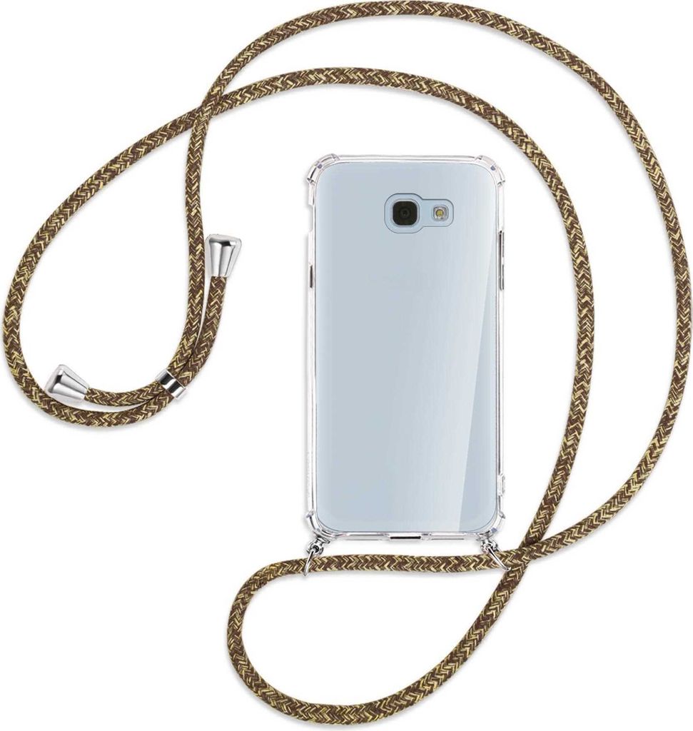 Handykette Backcover-Schutzhülle mit Band (Metall silberfarben) für Samsung Galaxy A5 2017 - braun+beige