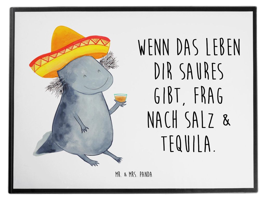 Mr. & Mrs. Panda schreibtischunterlage Axolotl Tequila - Weiß - Geschenk, Schreibunterlage, Spruch, schreibtischunterlagen, Urlaub, bastelunterlag...