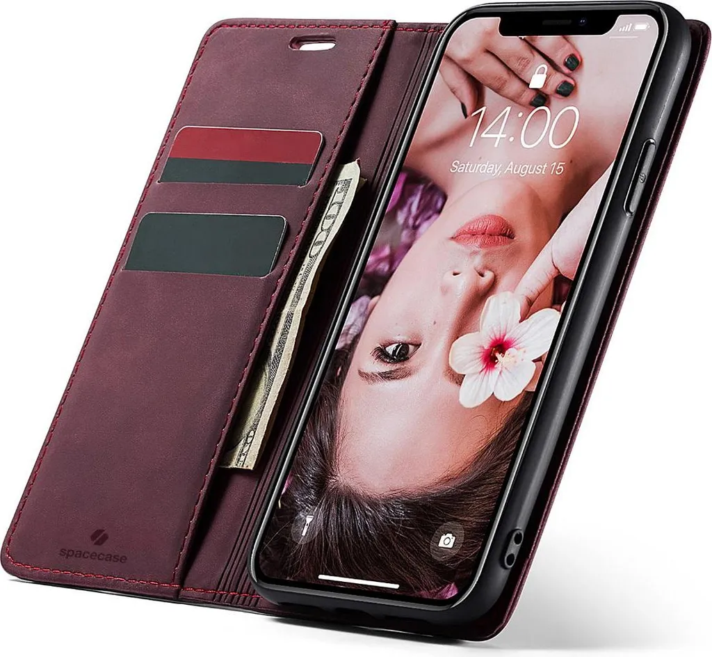 Cover iPhone XR SPACECASE Rosso | Custodia Libro Anti-Urto con Stand