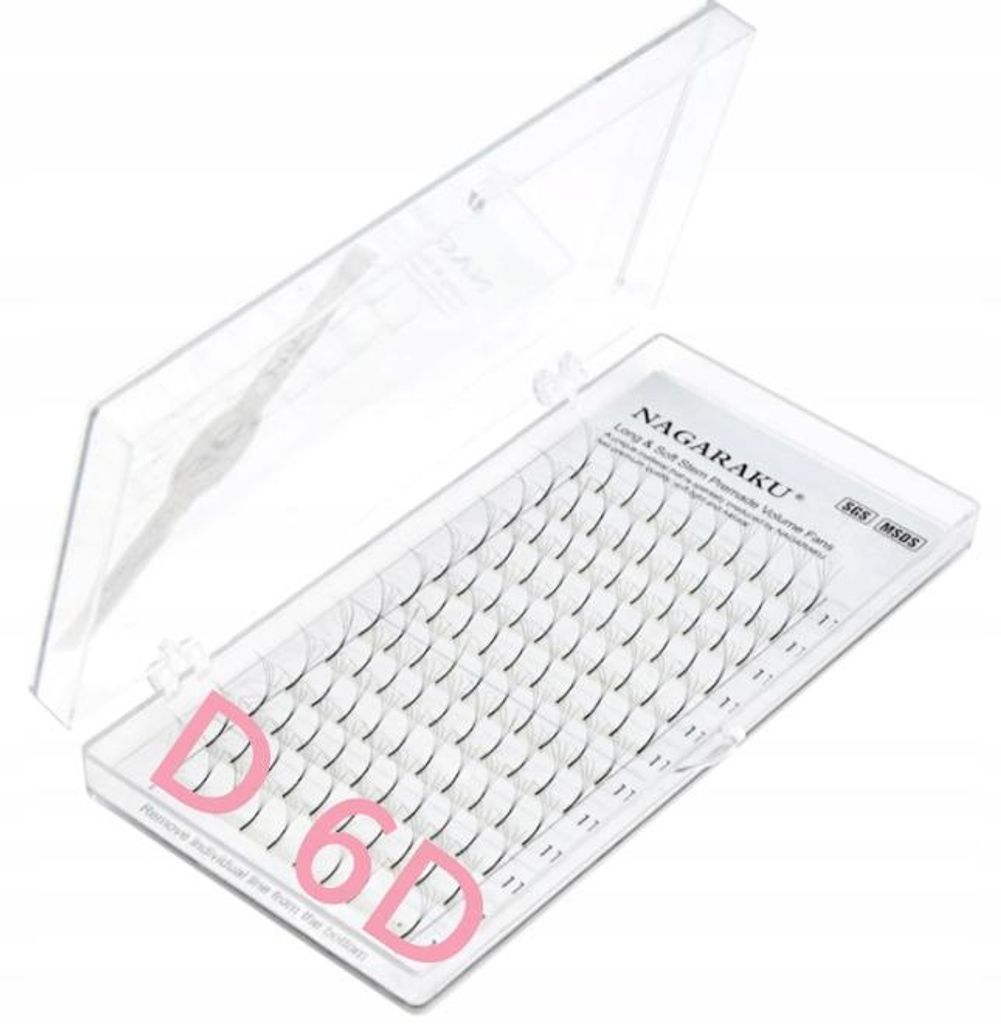 NAGARAKU Wimpern Fertigwimpern 6D Büschel 120Stk D 0,07 9mm
