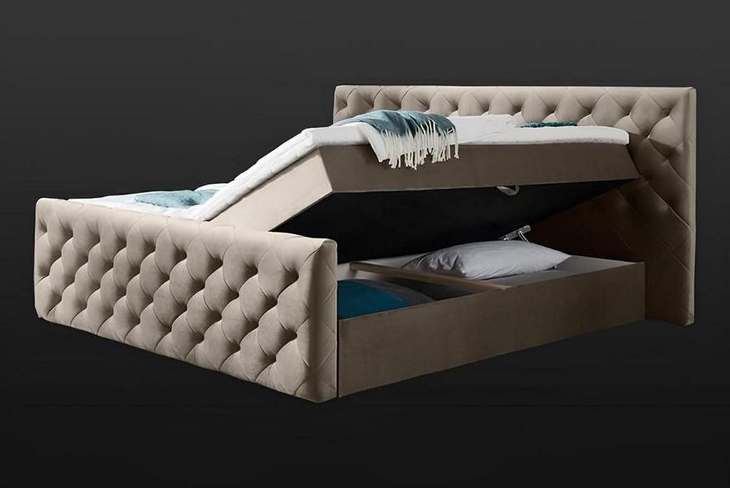 Moderner Doppelbett Bett Schlafzimmer 180сm Matratze Hochwertig Chesterfield