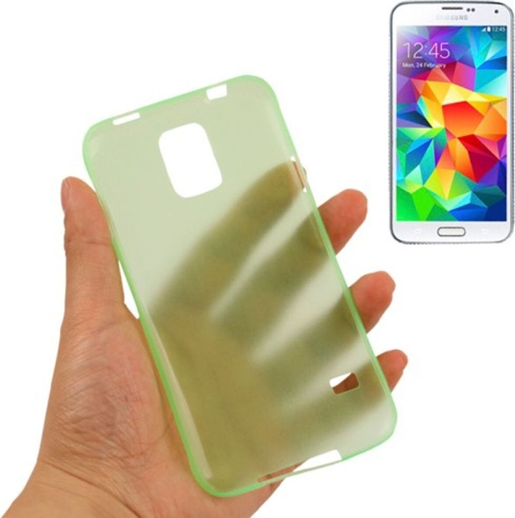 Schutzhülle Case Ultra Dünn 0,3mm für Handy Samsung Galaxy S5 / S5 Neo grün Transparent