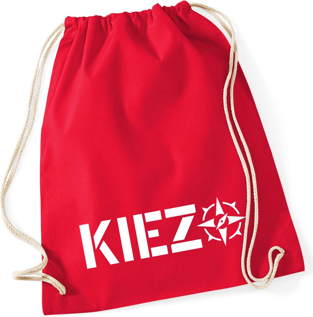 Huuraa Turnbeutel Kiez Kompass 12 Liter Classic Red Baumwolle Rucksack Geschenkidee