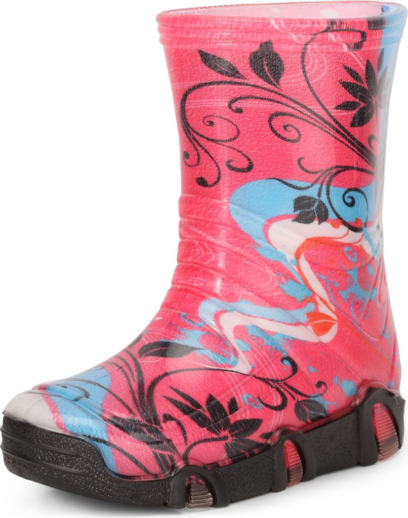 Ladeheid Kinder Mädchen Jungen Gummistiefel Gefüttert Swk2020BW (Rosa Muster-32, 35/36)