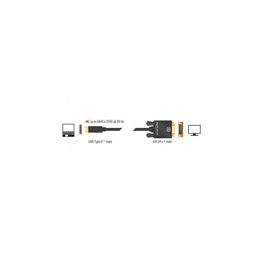 Câble vidéo USB type C vers DVI compatible 4K UHD 30Hz noir 1m - 3