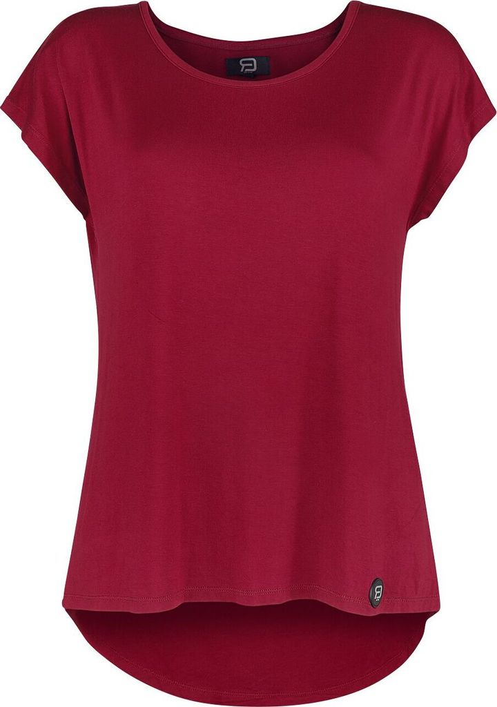 RED by EMP Damen Rotes lockeres Basic T-Shirt aus weich fließendem, elastischem Material XL