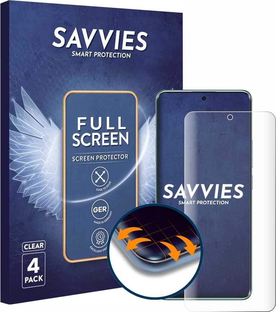 4x Savvies Fullscreen Schutzfolie für Xiaomi Redmi Note 14 Pro 5G Displayschutz Folie Fullcover Klar Transparent