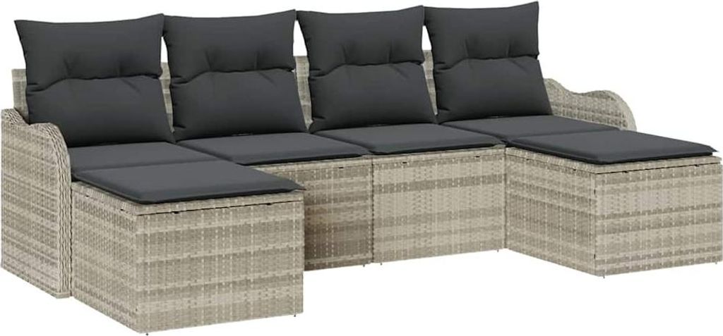 "SALE 2026" Gartensofa-set - elegantes Design - Sitzgruppe mit Sofa, Tisch - Hellgrau Poly-Rattan - Terassenmöbel DEMöbel433903