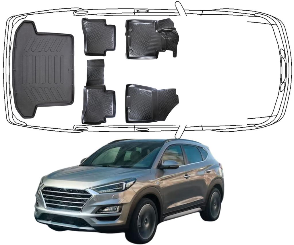 3D Fußmatten & Kofferraumwanne Auto Set Kompatibel mit Produktbild 