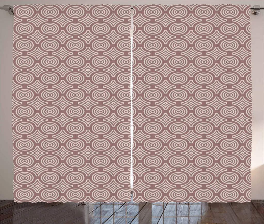 ABAKUHAUS Tenda rustica color terra, geometrica, per camera da letto con passanti e ganci, 280 x 175 cm, Pale Mauve Taupe