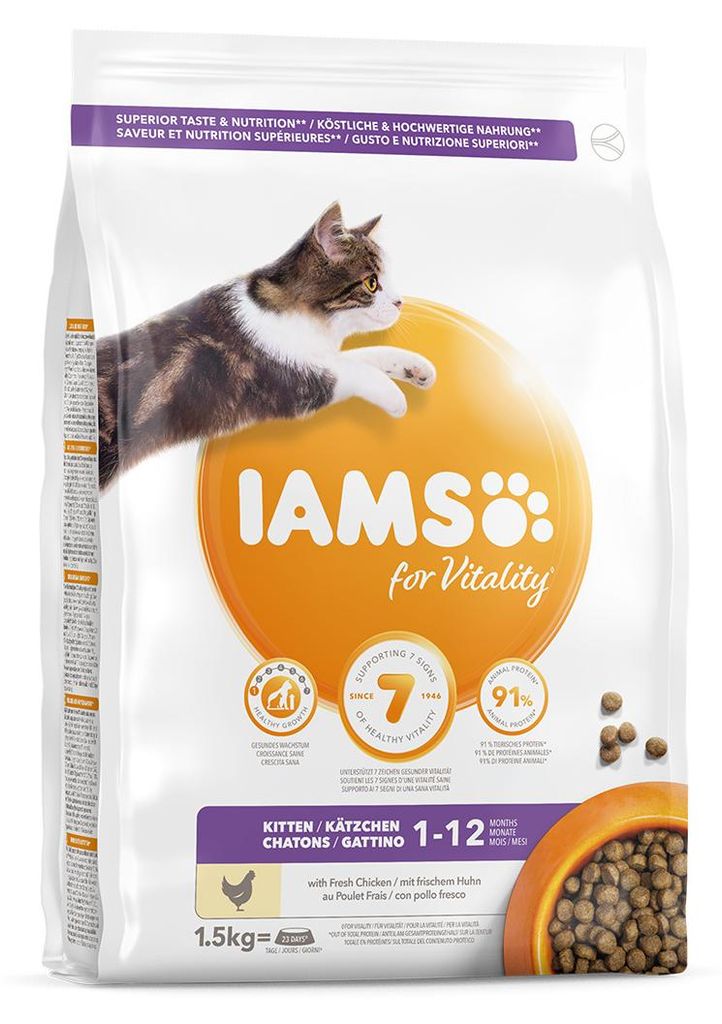Iams For Vitality Kitten Chicken 1.5kg Productafbeelding 