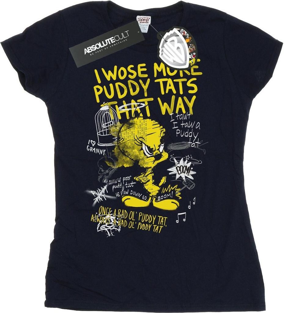 Looney Tunes - "More Puddy Tats" T-Shirt für Damen BI1485 (L) (Marineblau)