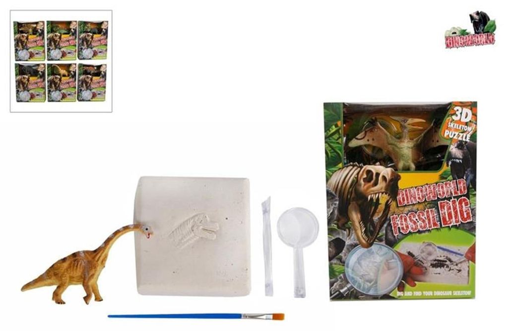 DinoWorld Fossiel Hakken Puzzel met Extra Dinosaurus Figuur