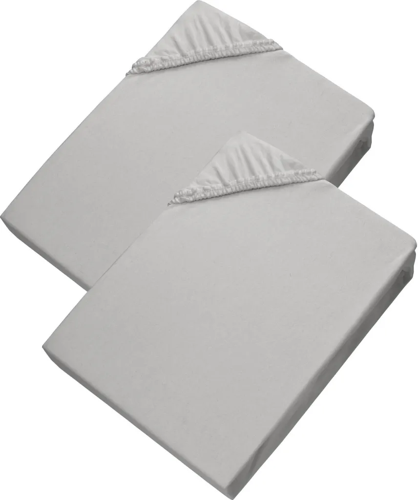 ESPRIT PREMIUM Lot de 2 Draps-housses Gris 150x200 cm en Coton Doux