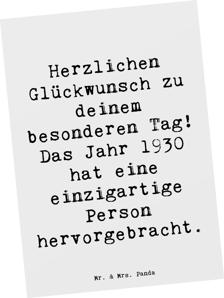 Mr. & Mrs. Panda Ansichtskarte Spruch 1930 Geburtstag - Weiß - Geschenk, Kunstkarten, Geburtstagskind, Postkarte, Happy Birthday, Ansichtskarten, ...