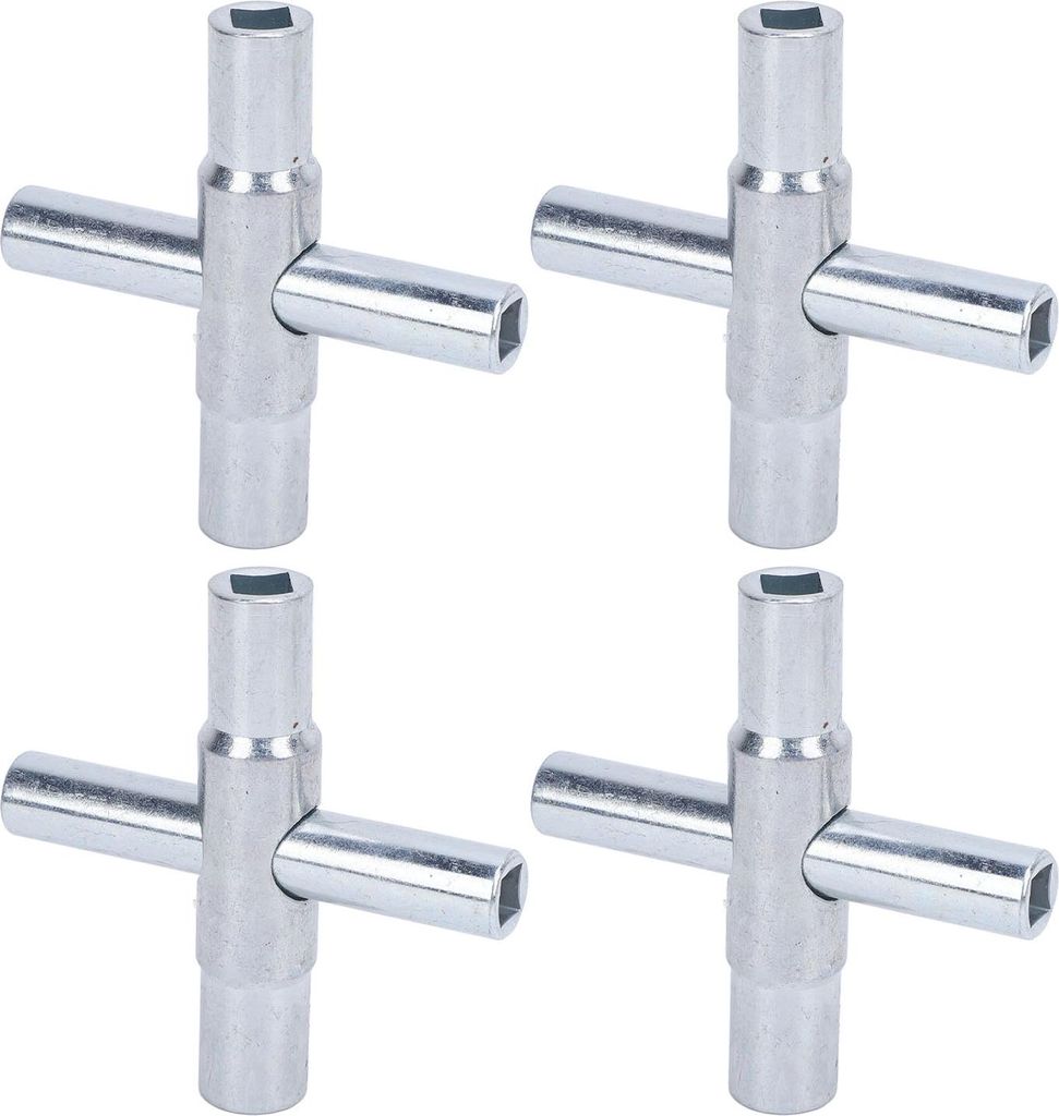 4-teiliges 4-Wege-Wasserhahn-Schlüsselset für Außenarmaturen, 1/4, 9/32, 5/16, 11/32 Zoll, verzinkt, silberfarben