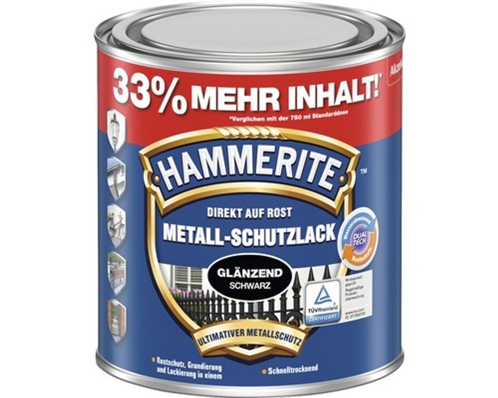Hammerite Metall-Schutzlack Glänzend, Fertig gemischt, Produktbild 