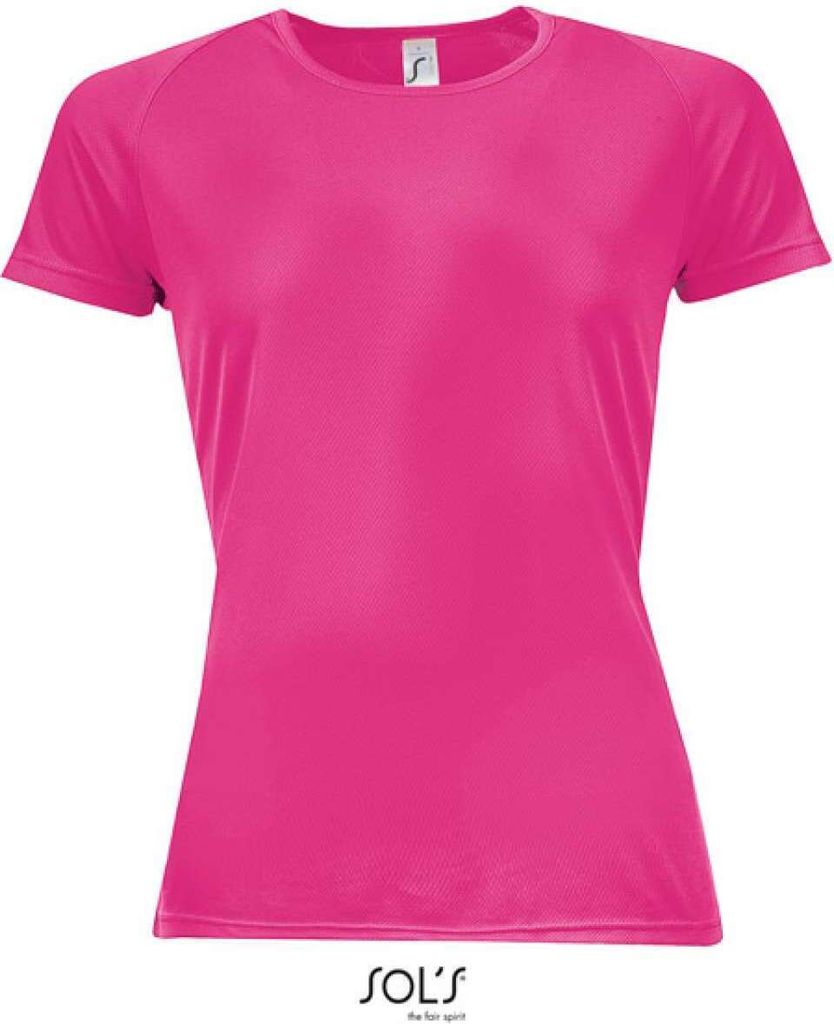 SOLs 01159 | Damen Raglan Sport T-Shirt + Längerer Rücken - Farbe: Neon Pink - Größe: XS