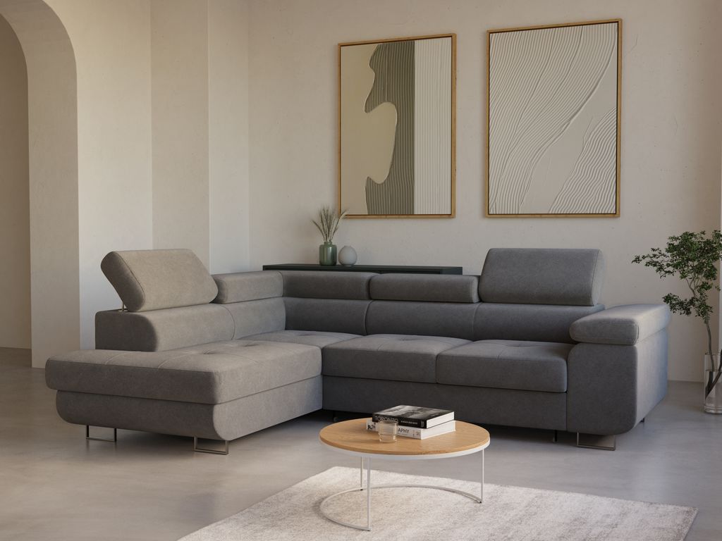 LetSit Ecksofa William L Castel Links Freistehendes Loungesofa Bequemes Ecksofa mit Schlaffunktion Schmutzabweisend Für Wohnzimmer Schlafzimmer Grau
