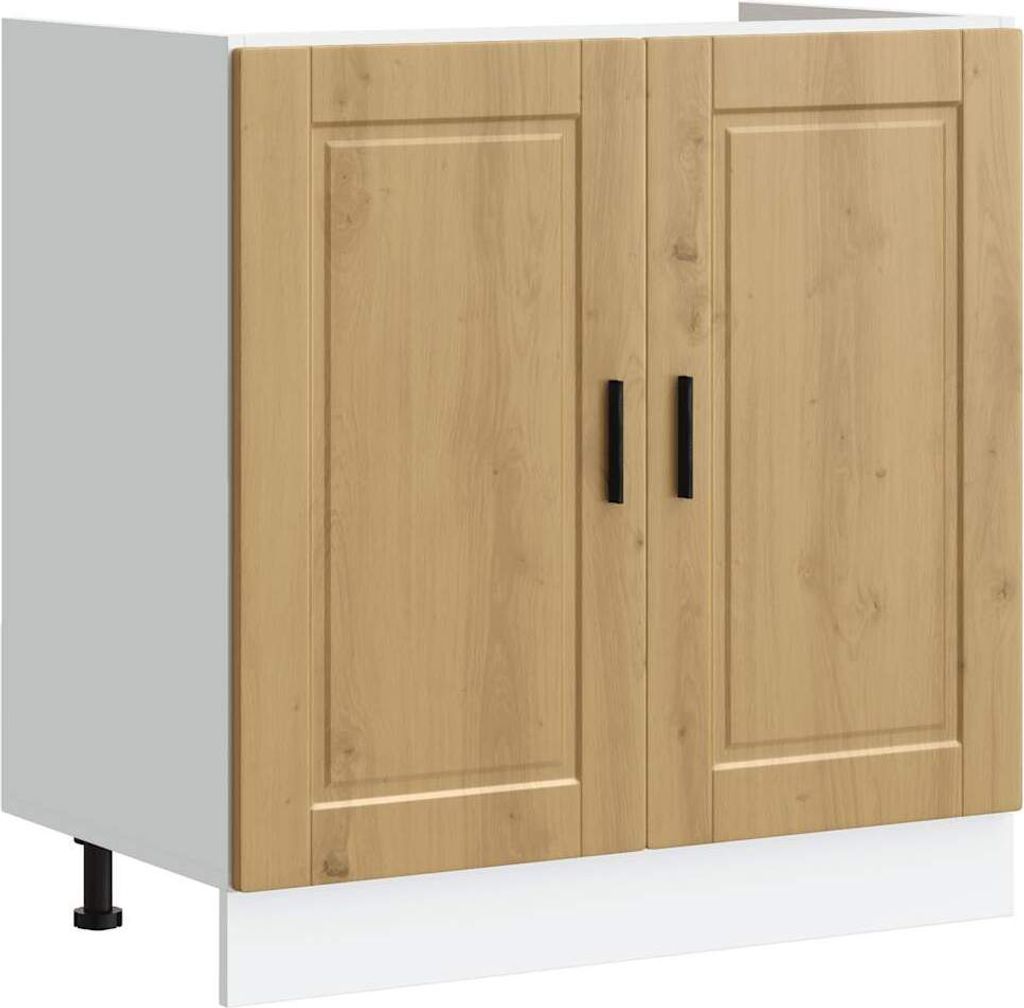 A product shot of a kitchen cabinet with two doors.