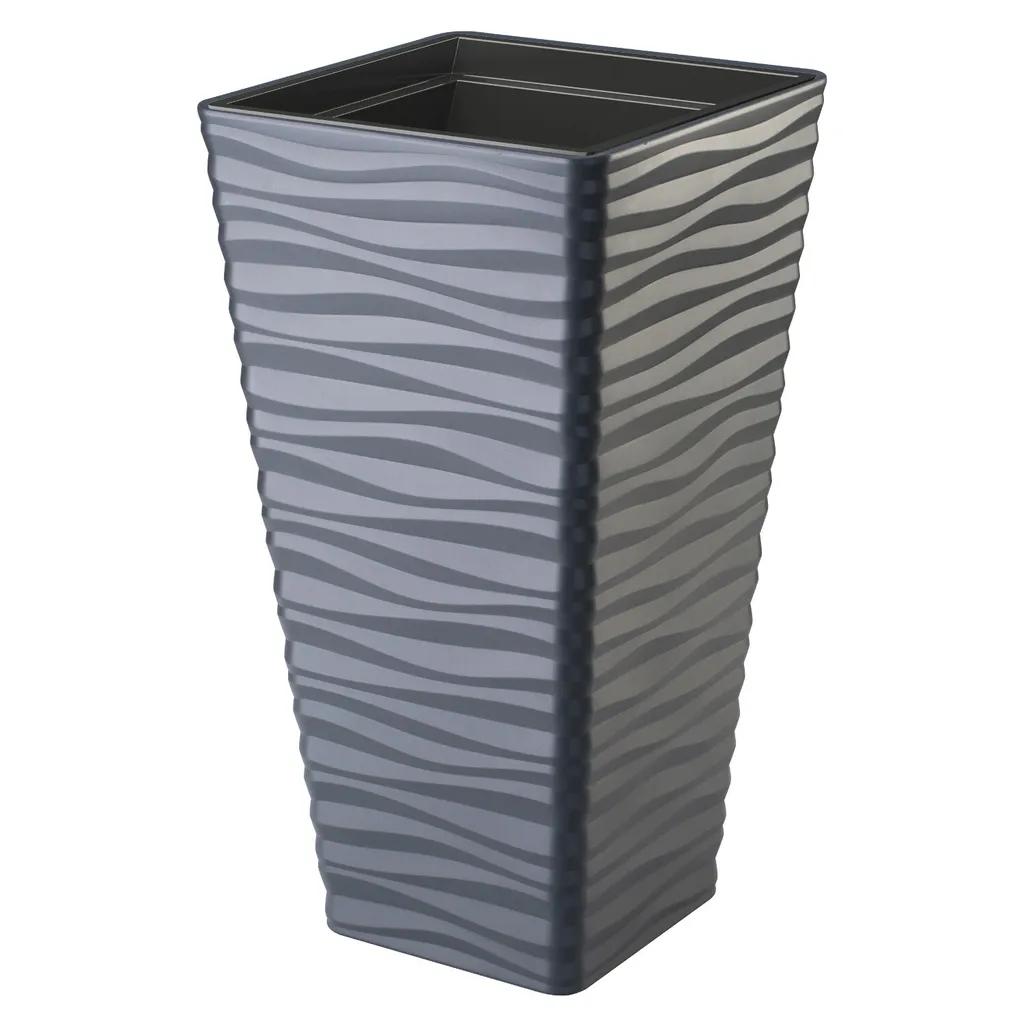 Pot de fleurs carré 35 cm Sahara Dunes Slim bac pour terrasse