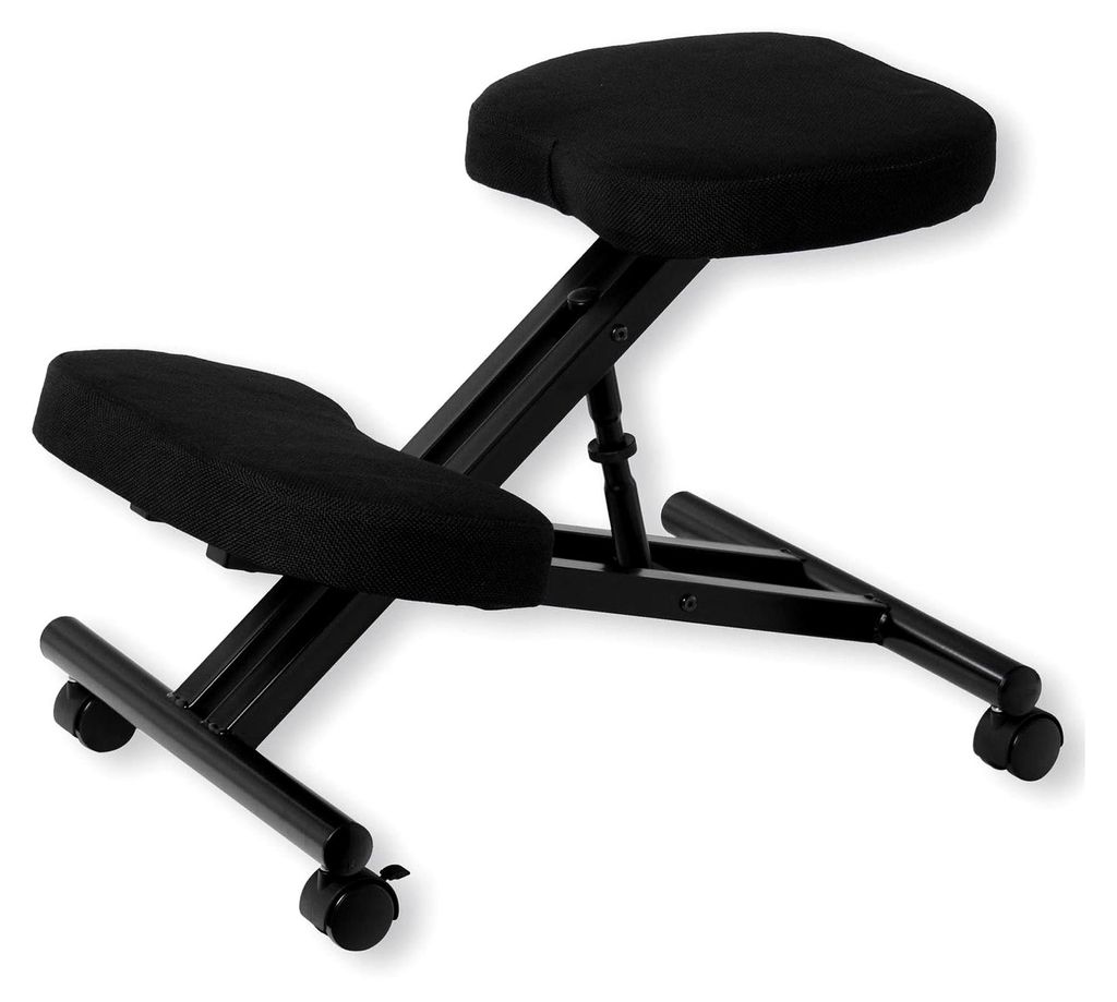 Kniestuhl Kniehocker Sitzhocker Bürohocker Gesundheitsstuhl in schwarz, höhenverstellbar, gepolstert und rollbar
