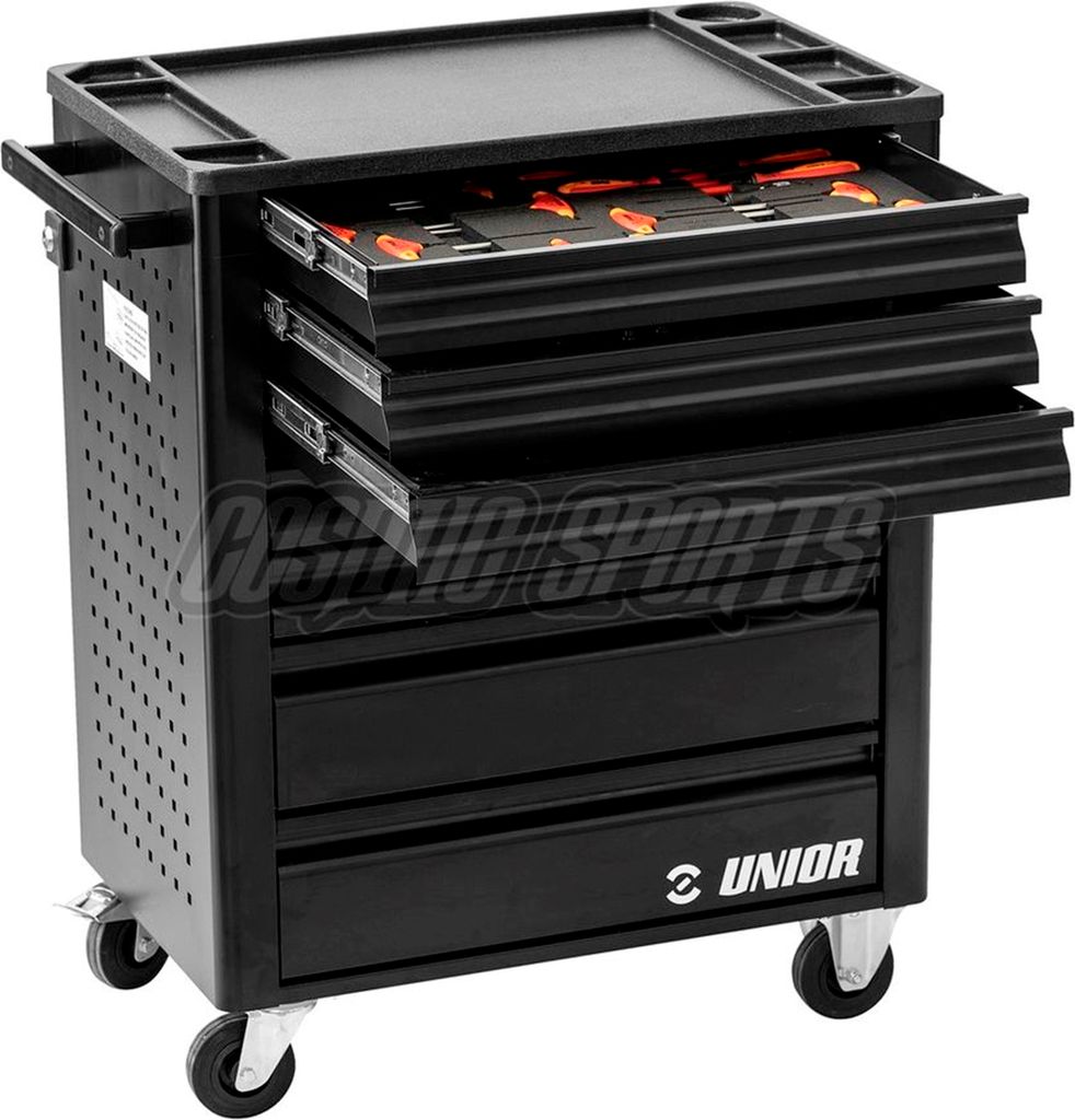 Unior 1600N1-US Profi Werkzeugwagen für Mechaniker, 7 Schubladen 364x564mm, 1 Schublade