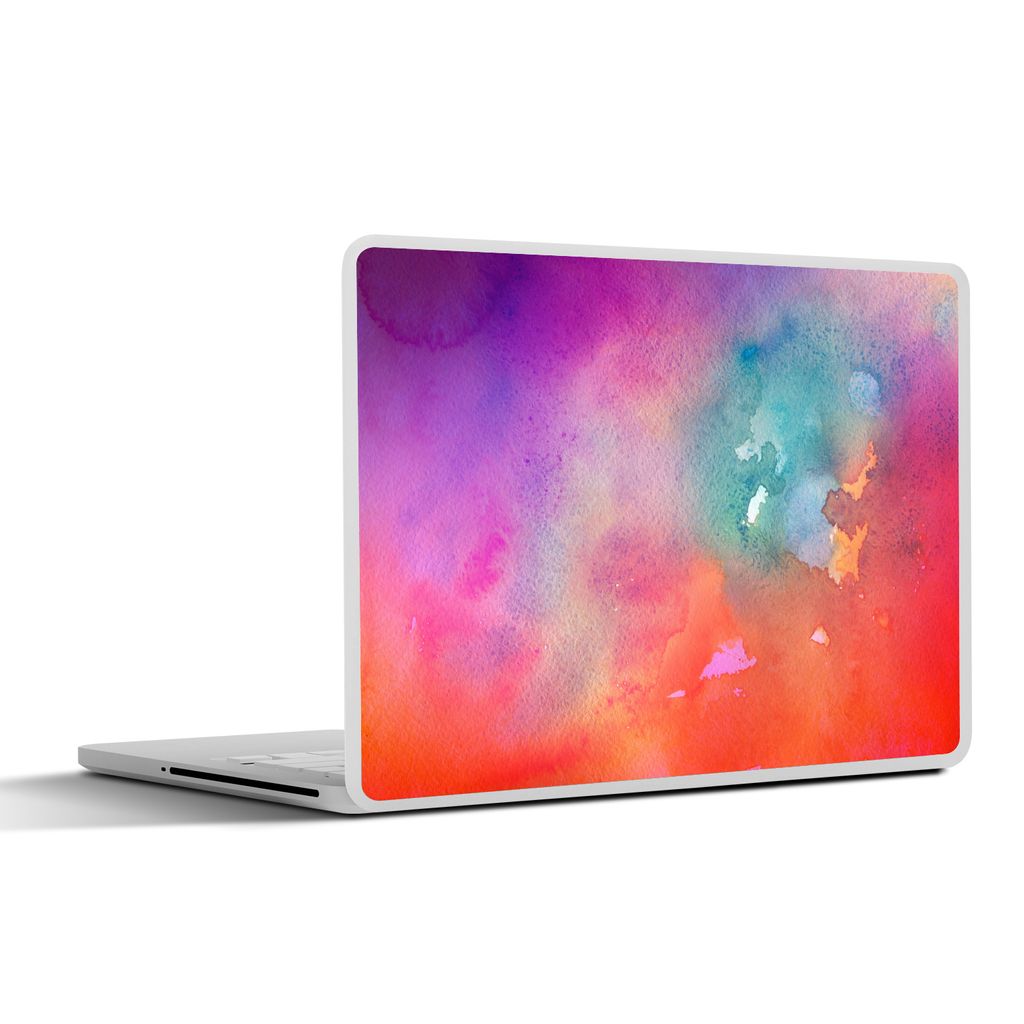 MuchoWow Laptop Aufkleber Sticker Cover Aquarell - Abstrakt - Grün - Rot 31x22.5 cm - Laptop-Deko