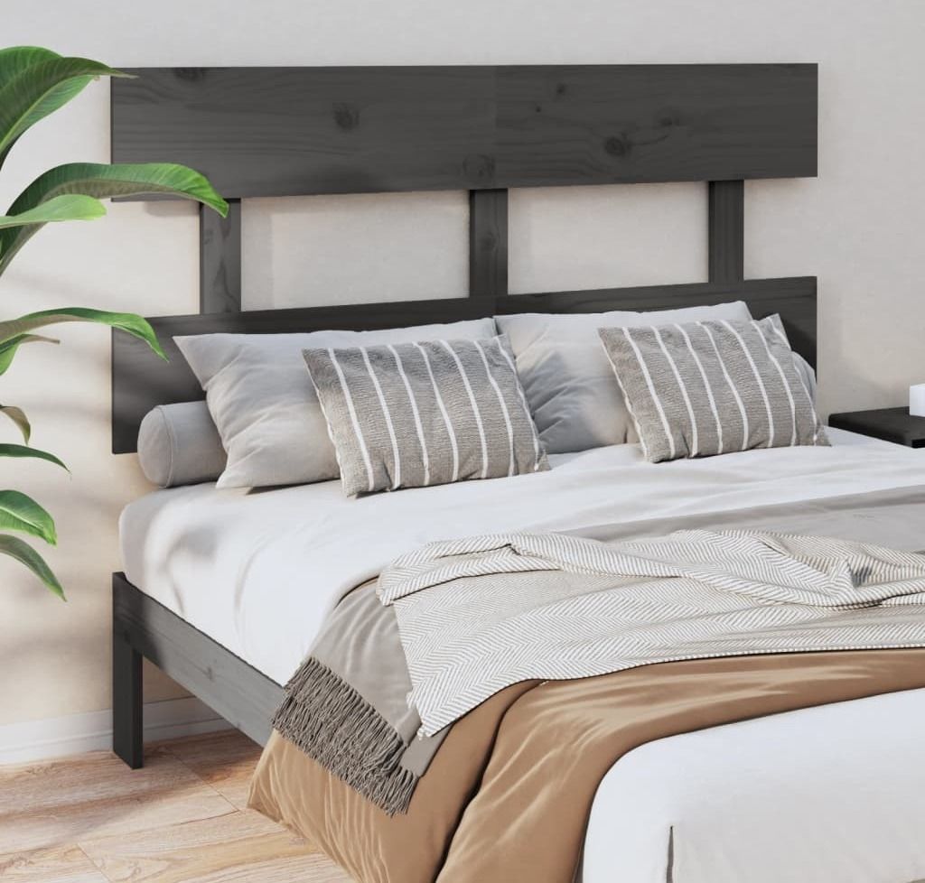 vidaXL Kopfteil Grau 138x3x81 cm Massivholz Kiefer - Kopfteil - Kopfteile - Bettkopfteil - Holzkopfteil