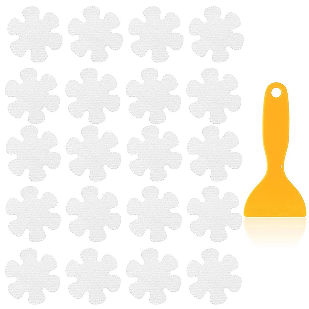 20 Stück rutschfeste Badewannenaufkleber mit bunten Blumenmustern, transparent, wasserfest, aus PEVA-Klebefolie, inklusive Schaber, für Dusche, B...