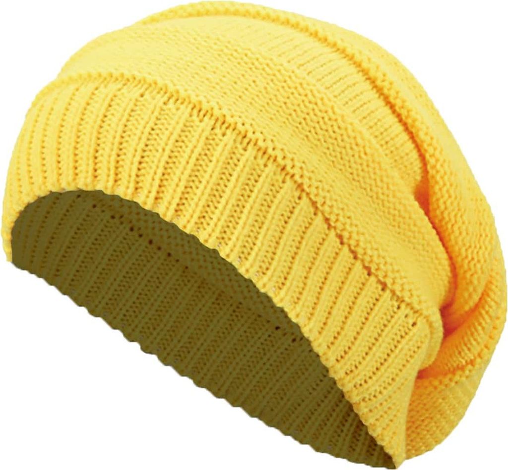 Long Beanie Wintermütze Damen Herren Strick Warm 30536 Gelb