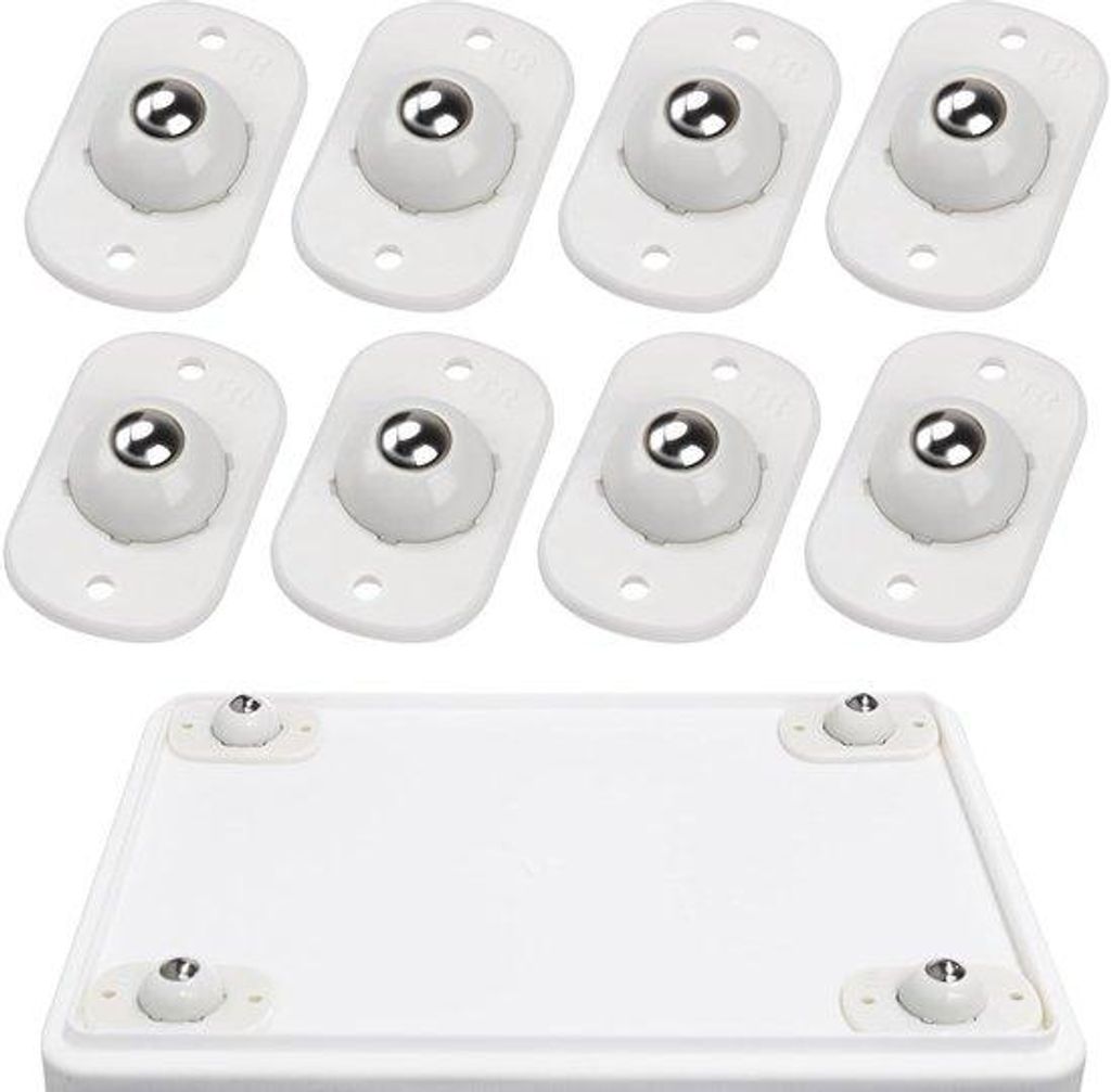 8-stellige Selbstklebende Reifen (Weiß) – 360-Grad drehbare Mini Universelle Rollen – Für Küchenmaschinen/Müllbehälter