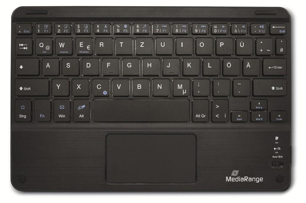 MediaRange Tastatur Wireless 64 Tasten Touchpad DE schwarz Produktbild 