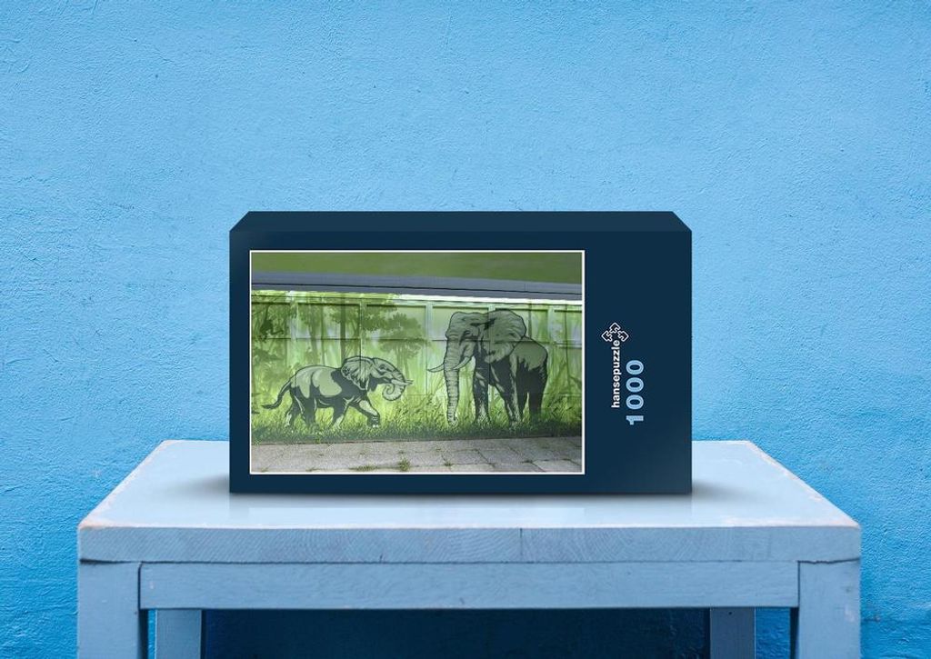 hansepuzzle 85988 - Elefant Puzzle, 1000 Teile, Hintergründe, 60,0 x 46,0cm mit hochwertiger Aufbewahrung, Kartonbox & Beutel
