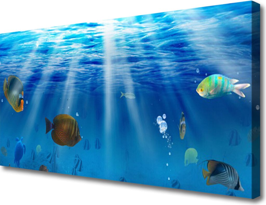 Tulup Leinwand-Bilder 100x50 Wandbild Canvas Kunstdruck Fische Natur